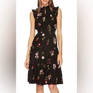Kate Spade Black Floral Midi Dress